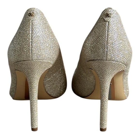 Sam Edelman Hazel Wide Pumps 10W Gold Mesh Glitter Pointed Toe Stiletto Heel NIB - Picture 3 of 8